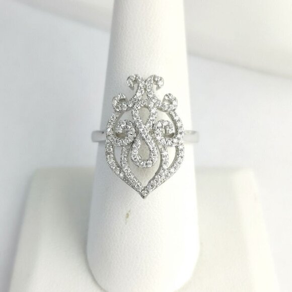 Sterling silver cz Arabesque cocktail ring size 8 🆕 - Picture 7 of 7